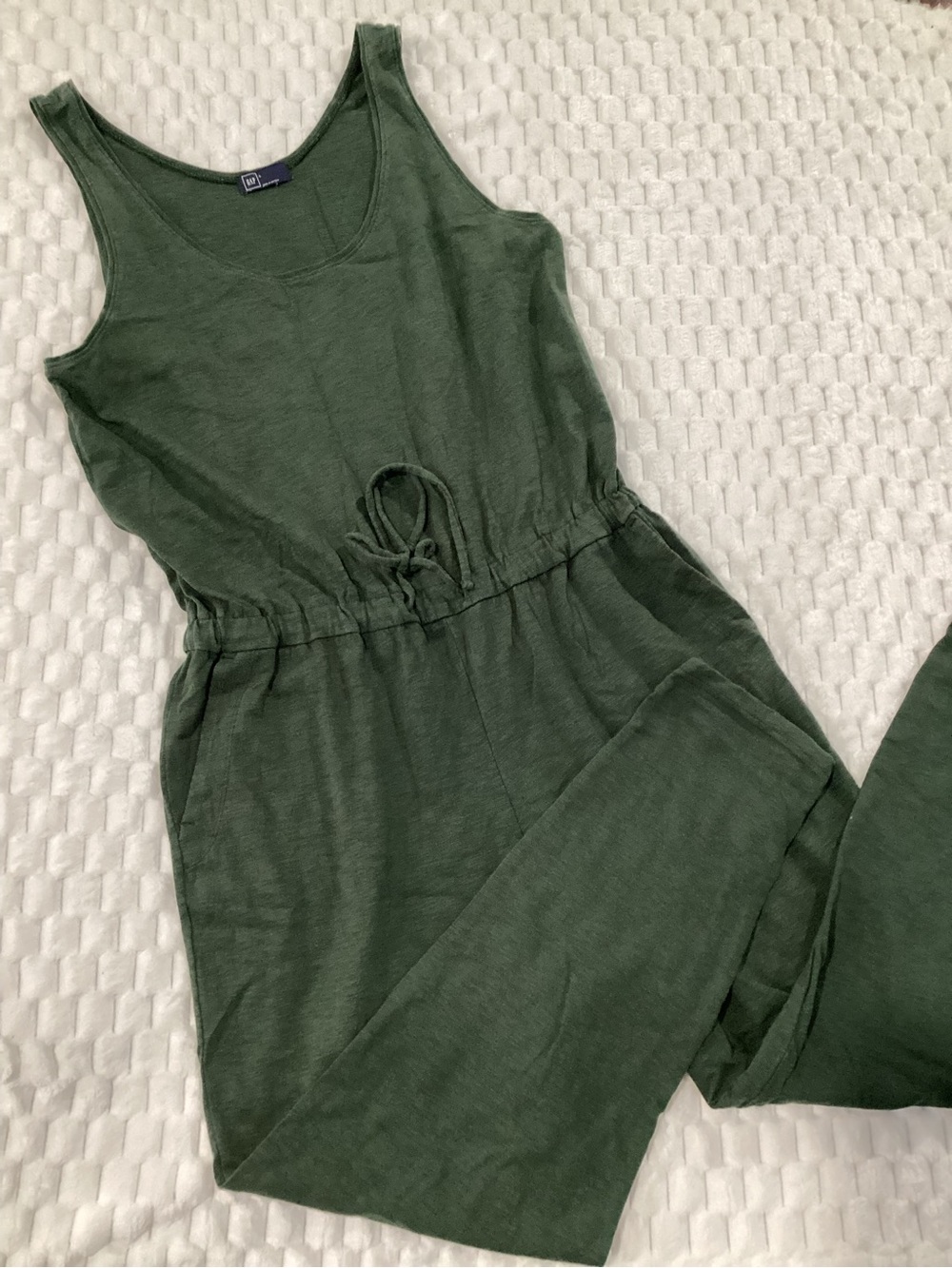 GAP Olive Green Sleeveless Drawstring Jumpsuit